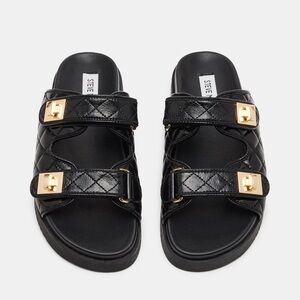 Steve Madden Black Sandals with Gold Accents